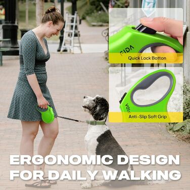 Рулетка для собак Fida, 4.8 м, для малих порід до 11.8 кг, 360°, кавовий/коричневий (L, зелений)