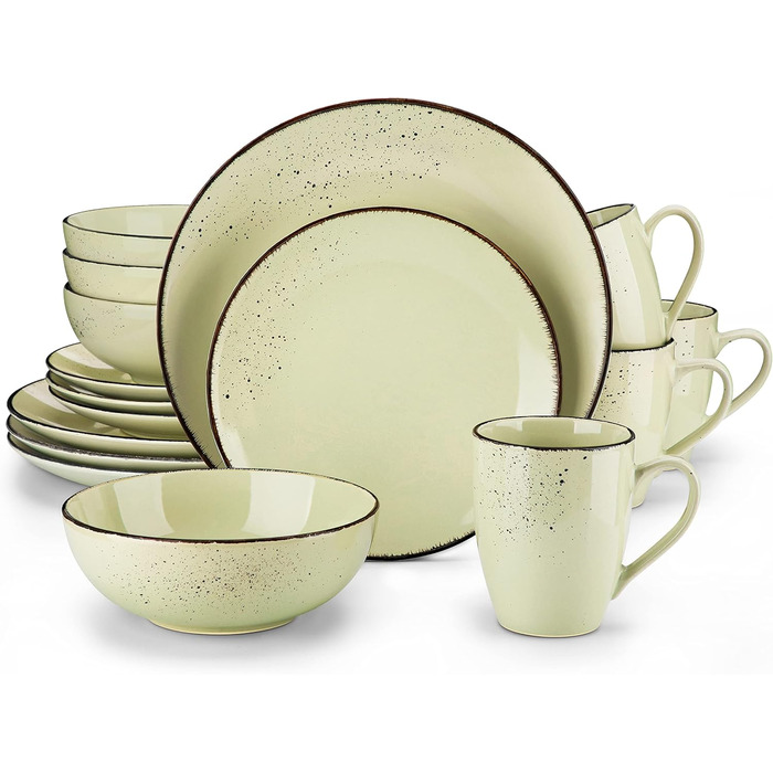 Набір посуду Vancasso Navia 16 TLG: 16-ти частинний сервіз зі штучного каменю, світло-блакитний, вінтажний стиль