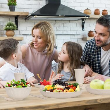 Набір посуду 48 шт. незламний, багаторазовий, пластиковий для кемпінгу, пікніка, барбекю (бежевий)