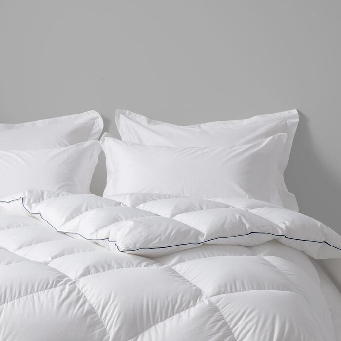DOWNFOCUS All-Season Down Comforter 220x240 cm Winter, 100% Cotton Bedspread with Down and Feather Filling, Oeko-Tex, RDS Certified for Animal Welfare Down Comforter, Ivory White (220x240 cm, White)