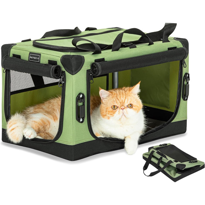 Транспортна переноска для собак та котів Petsfit, складана, для подорожей та авто, XS, зелена