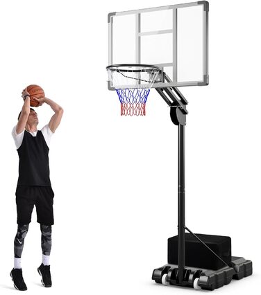 COSTWAY Adjustable Height Basketball Hoop System - Outdoor Mobile Basketball Stand with Wheels & Weight Bag (149-305cm)
