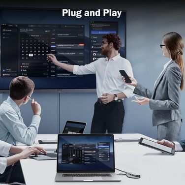 Док-станція USB-C хаб 3 Display-2025: 3 монітори, 2x HDMI 4K, VGA, Ethernet 1000M, 4 USB A 3.0/2.0, 100W PD, SD/TF, AUX 3.5mm, адаптер для Windows/Mac/Dell/HP