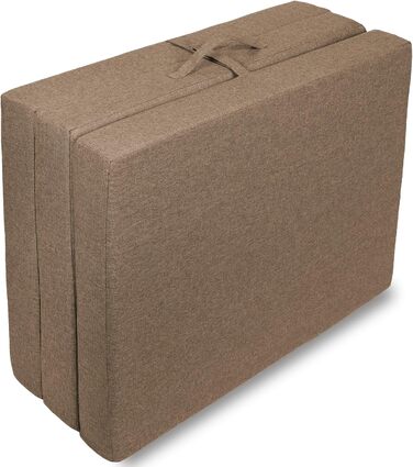 Складаний матрац Sunnypillow Premium 120x195x15 см, трисекційний, знімний чохол, коричневий, товстий пінополіуретан, гостьовий та дорожній