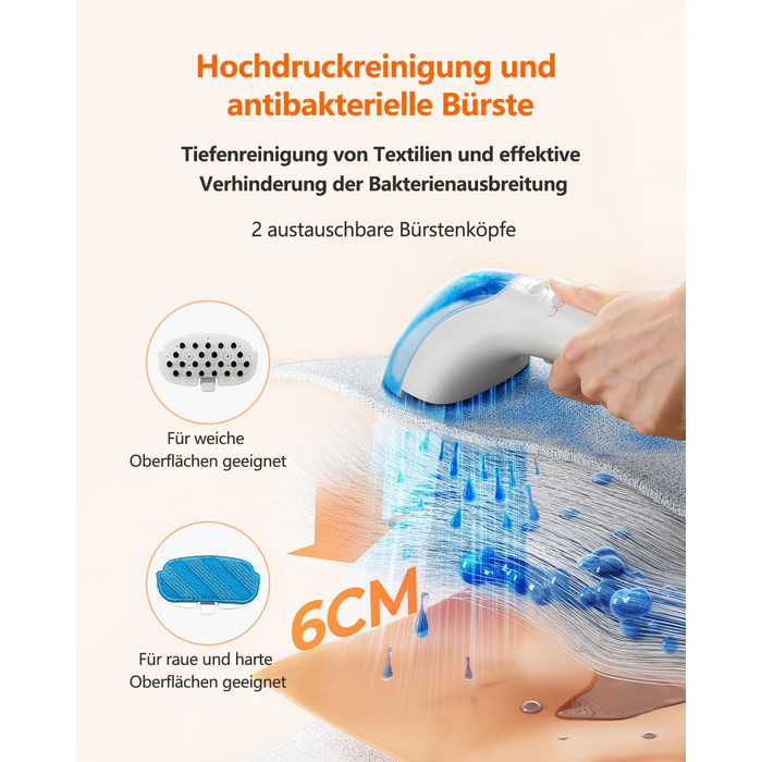 UWANT Теперішній пилосос для килимів, для диванів, килимів, м'яких меблів, мокрий/сухий пилосос з сильною потужністю всмоктування 12000Pa, 70dB (B200-білий-з щіткою для прасування)