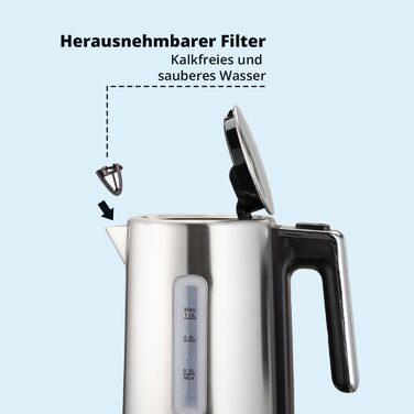 Набір для сніданку KHG: чайник та тостер, нержавіюча сталь, сріблястий, об'єм 1 л, 2 слоти, точний вилив, поворотний на 360°, 6 рівнів підсмажування, функції підігріву, розморожування та для багелів, з підспівачем для крихт