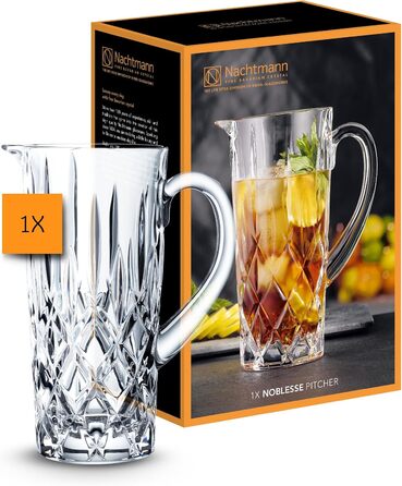 Nachtmann Glass Pitcher, 1190 ml, Noblesse, 101969, Water Pitcher made of Crystal Glass, Dishwasher Safe, Made in Germany