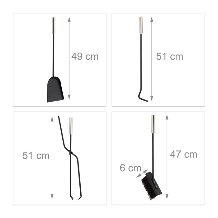 Relaxdays 5-Piece Fireplace Tool Set in Grey/Silver