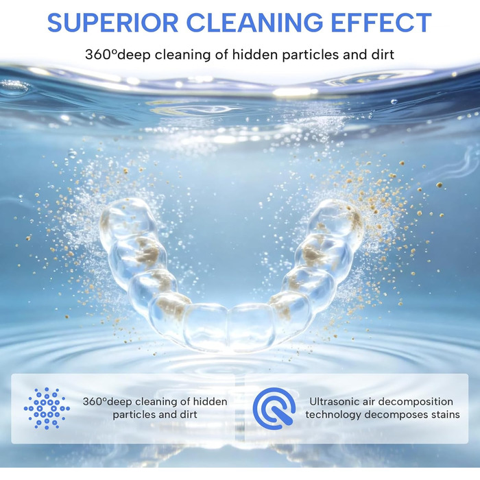 Ультразвукова ванна для чищення 45 кГц з УФ-лампою 200 мл - 4 режими для брекетів, кап, ювелірних виробів (Біла)