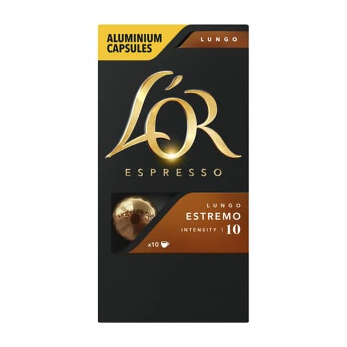Кавові капсули L'OR Espresso Lungo Estremo для Nespresso, 100 капсул (10 паків по 10 шт)