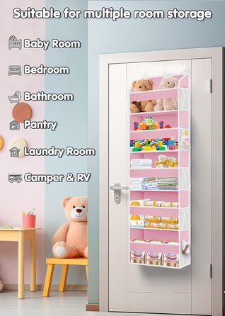 Органайзер на двері 5-ти секційний, складний, рожевий (2 шт) - для ванної, дитячої, кемпінгу