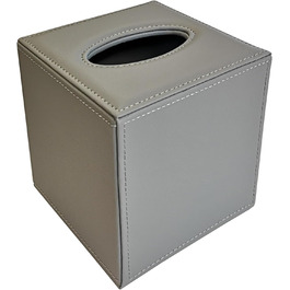 OSCO Tissue Box made of faux leather, square, for home and office, 138 x 138 x 150 mm, Grey
