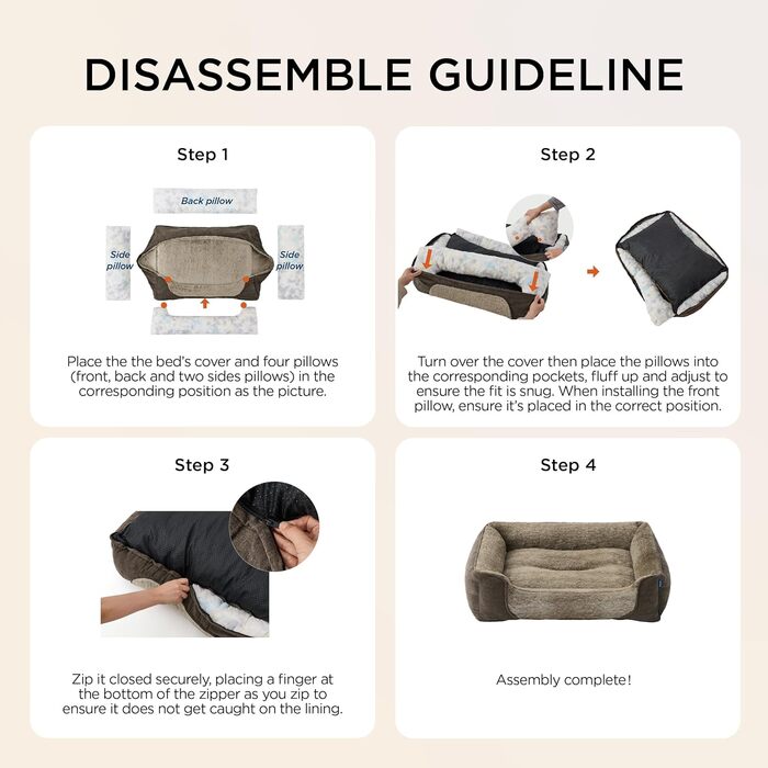 Ліжко для собак Bedsure великих порід – 89x63x17 см, зручне собаче ліжко, кошик для собак знімний, дихаючий, з антиковзким дном, м'яке ліжко для собак, (76 x 61 x 15 см, сірий)