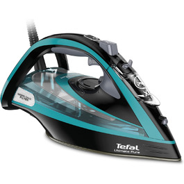 Парова праска Tefal Ultimate Pure FV9844, 3200 Вт, мікрофільтр від накипу, підошва Durilium Airglide Autoclean, авто-відключення, резервуар 0.35 л, чорна/синя