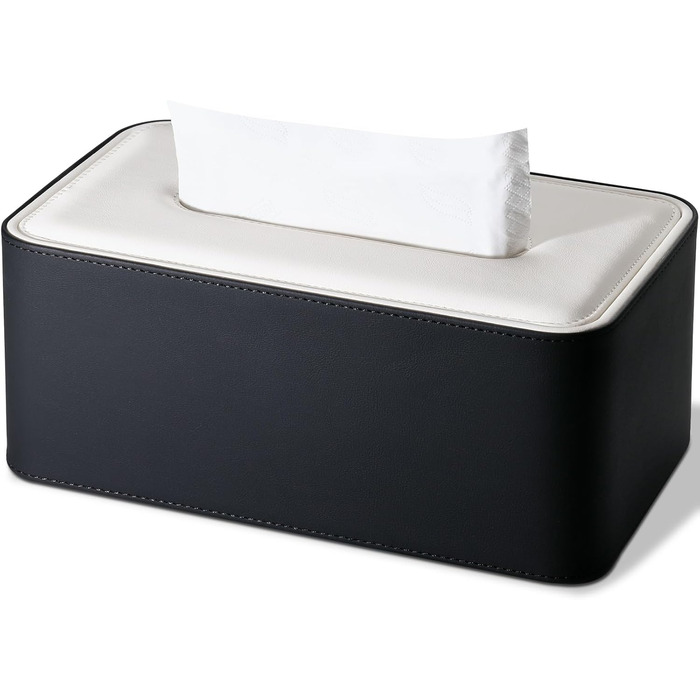 Стильна коробочка для серветок KINGFOM з PU шкіри - для офісу, авто, дому (чорний)