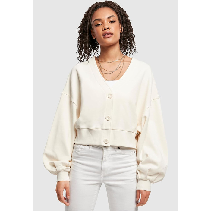 Кардиган жіночий Urban Classics Oversized з органічної бавовни, Short Terry, розмір 3XL, колір Whitesand
