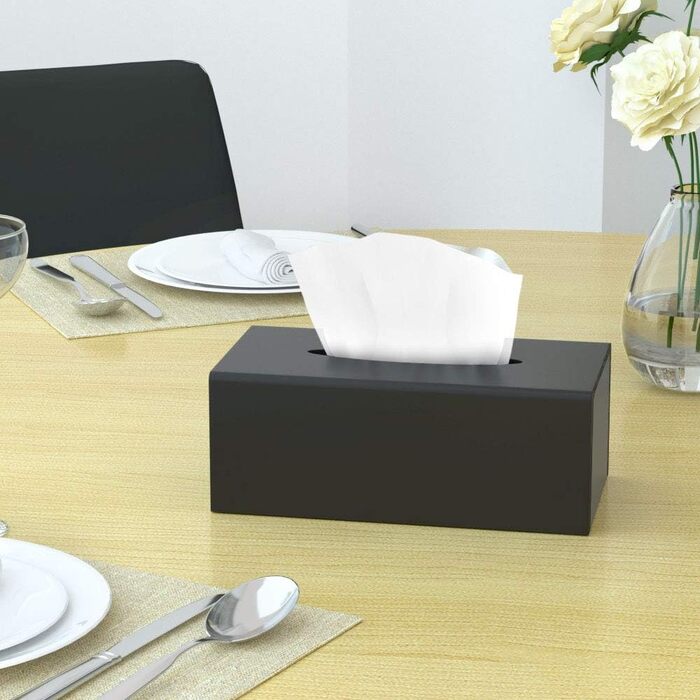 HIIMIEI Cosmetic Tissue Box, 25.0x13.0x9.0 cm Acrylic Tissue Box | Tissue Box with Magnetic Cover for Dining Room Bathroom Bedroom Car Office - Matte Black