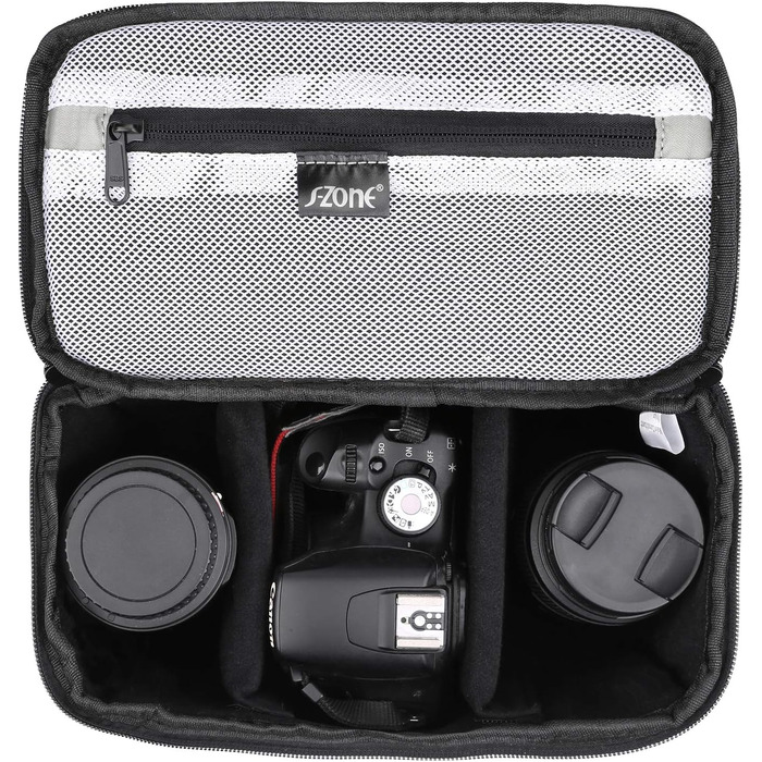 Сумка для фотоапарата S-Zone: протиударний м'який чохол-вставка для DSLR, SLR, TLR камер та об'єктивів, сірий