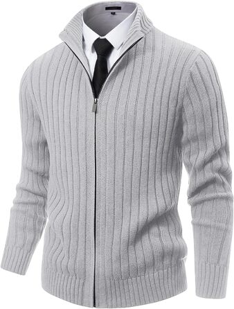 Чоловічий в'язаний кардиган NITAGUT з блискавкою, теплий, в'язаний пуловер, вінтажний стиль, колір темно-синій (XL, сірий)