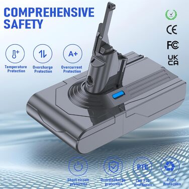 Запасний акумулятор 6.5Ah для пилососів Dyson V8 серії SV10 (V8 Animal, HEPA, Absolute, Fluffy) 6500mAh Li-Ion з фільтром