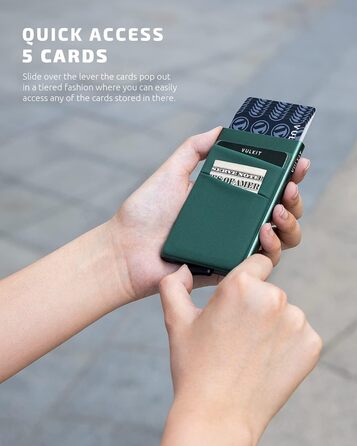 Чоловіче картхолдер VULKIT з RFID NFC захистом: компактний гаманець для 5-7 карт та грошей (Місячний зелений)
