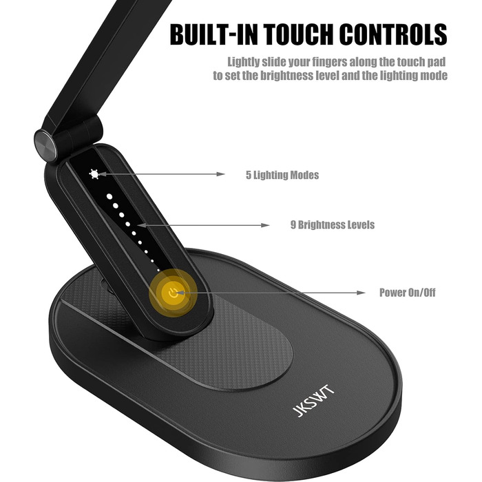 Торгова лампа JKSWT для догляду за очима, диммируемая, 5 режимів кольору, 72 LED, USB-порт, сенсорне керування, функція пам'яті, чорна