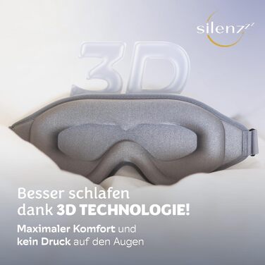 Преміум маска для сну - 3D маска для очей для жінок та чоловіків - зручна маска для сну з м'якою підкладкою для повної темряви - Sleep-Mask, маска для сну рожева, 1 шт. (упаковка з 1 шт.), Cloudy Grey