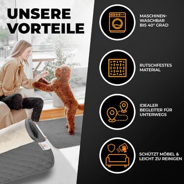 Водонепроникний плед для собак SympaTierisch - захисний килимок для дивана та ліжка - нековзкий, підходить для великих собак, можна прати в пральній машині, 100 x 80 см, сірий