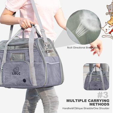 Транспортна переноска для собак та котів PETCUTE, сіра, з м'яким матрацом