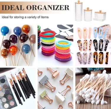 Набір для зберігання ватних дисків та паличок з бамбуковим кришками (3 шт.)