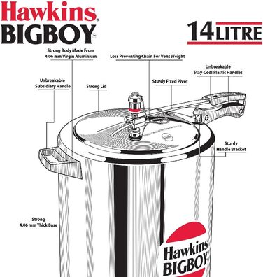 Алюмінієва скороварка Hawkins Bigboy 14 л – швидкоготувальна каструля