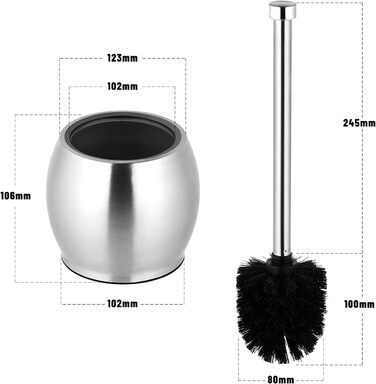 Щітка для унітазу з нержавіючої сталі, чорна, з підставкою, без свердління, з запасним змивачем, для ванної кімнати та туалету
