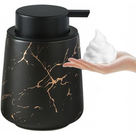 Дозатор мила для кухні XUDREZ, керамічний, 380 мл, наповнюваний, чорний мармуровий візерунок