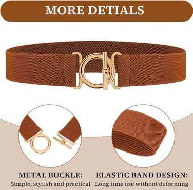 Жіночий еластичний ремінь Amaxiu з золотою пряжкою, тонкий для джинсів, штанів, суконь (світло-коричневий)