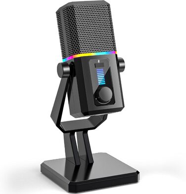 Мікрофон Facmogu HK2 для геймінгу та стрімінгу з RGB-підсвічуванням, USB, динамічний, для ПК, комп'ютера, Twitch, подкастів