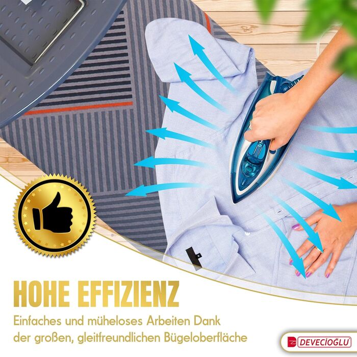 Прасувальна дошка DEVEÇİOĞLU 156x45 см з чохлом 140x40 см, для парогенераторів, складна, ідеальна як настільна прасувальна дошка