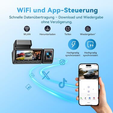 Автомобільний відеореєстратор 4K/1080P 4-канальний (передній, задній, внутрішні) з SD-картою 64ГБ, 3