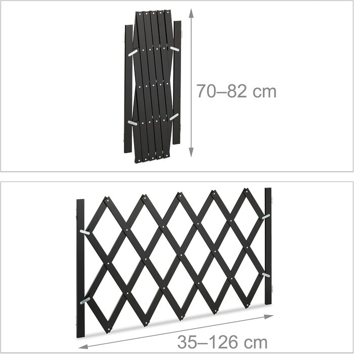 Захисне ворота для собак Relaxdays, розтягується до 108,5 см, висота 47,5-60 см, чорний (L)