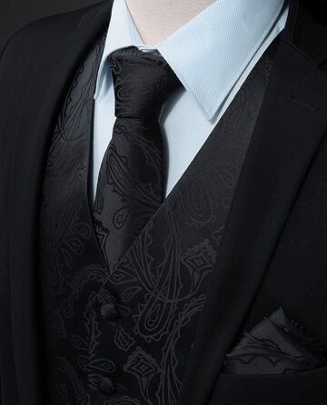 Костюм-тріо Enlision: жилет, краватка та нагрудна хустка з квітковим візерунком палецький жаккард, золотий, розмір L