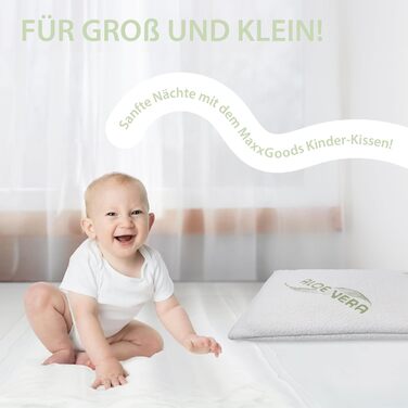 MaxxGoods Orthopedic Baby & Child Pillow, Neck Support Pillow Made of Visco Gel Foam with Aloe Vera Protective Cover & Inner Cover 100% Cotton - Pillow for Babies and Toddlers (50cm x 30cm x 5cm)