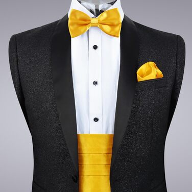 Метелик Alizeal чоловічий однотонний, з підтяжками та нагрудною хусткою (Золото-Жовтий, 132)