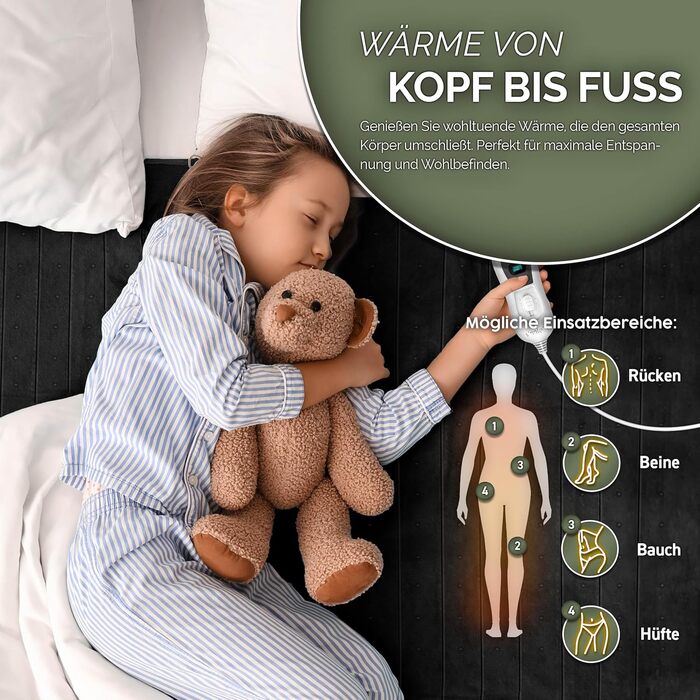 Електрична ковдра Sinnlein Doppel-Wärmeunterbett 160x140 см з автовимкненням та 2 зонами нагріву | 3 температурні режими | Підкладка під ковдру з м'якого флісу, антрацит | Без візерунку 160 x 140 см