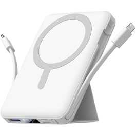 Power Bank Azmuth MagSafe 10000mAh для iPhone з LED дисплеєм, бездротова зарядка, білий