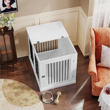 Клітка для собак для дому, білий (L) - зручна та стильна переноска з м'яким лежанком
