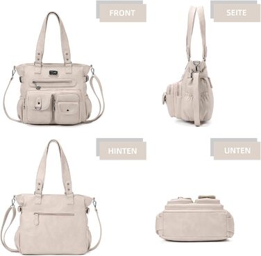 Сумка жіноча KL928 через плече, велика, з PU шкіри, чорна/сіра, з багатьма відділеннями