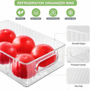 Refrigerator Organizer 10-Piece Set, Transparent Storage Boxes Organizer, High-Quality Pantry Food Storage Containers with Handle for Refrigerator, Kitchens, Cabinets - BPA Free