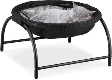 Крісло-гамак для котів Relaxdays, чорне, на стійці, 42 x 44 x 25 см