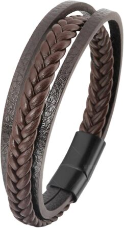 Чоловічий браслет з натуральної шкіри, плетіння ручної роботи. Браслет для чоловіків зі сталевою застібкою, шкіряний браслет з телячої шкіри, широкий браслет з магнітною застібкою.