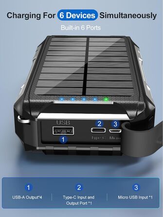 Портативний зарядний акумулятор Solar Powerbank 26800mAh з MagSafe, 30W USB-C, бездротовий заряд 15W, LED, ліхтарик, чорний