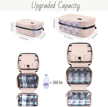 Сумка для косметики Maliton з підвішуванням, водонепроникна | Велика дорожня сумка для подорожей, ділових поїздок, спорту, плавання | Косметичка для жінок та чоловіків з 4 відділеннями, складна та компактна (Рожева)